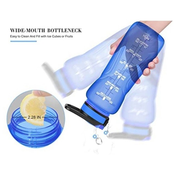 Keepo 34 Oz Water Bottle Straw BPA free Motivational With Time Marker Blue. (d15 - Picture 3 of 12